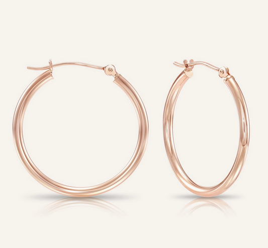 14K Yellow Gold Classic Polished Hoop Earrings - Unisex