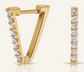 14K Solid Gold V-Shape Huggie Hoop Diamond Earring