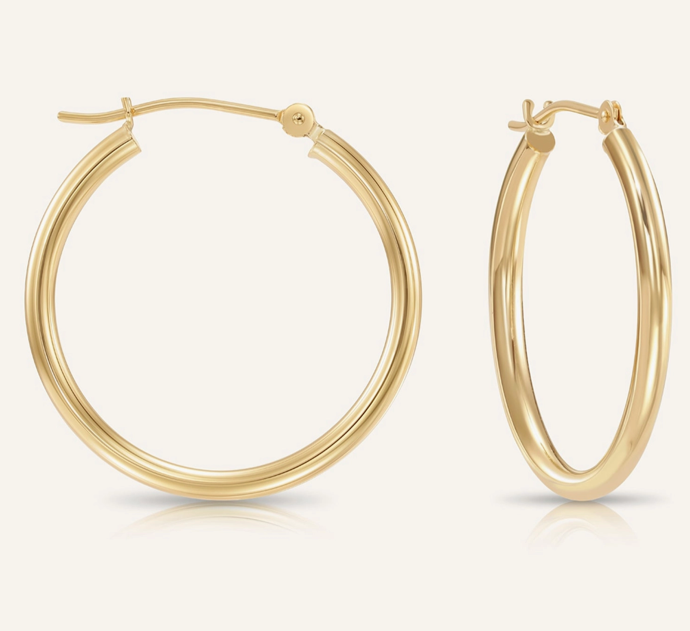 14K Yellow Gold Classic Polished Hoop Earrings - Unisex