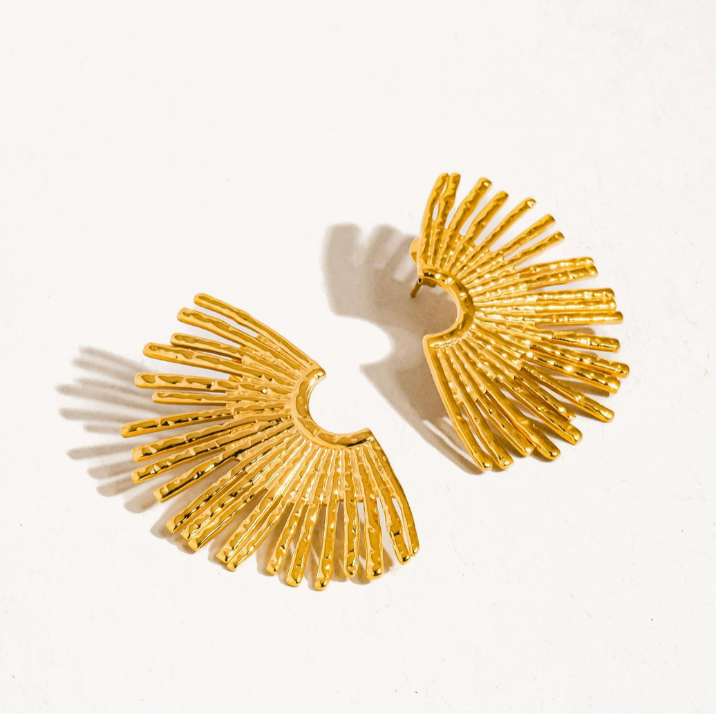 18K Gold Non-Tarnish Sunburst Earring