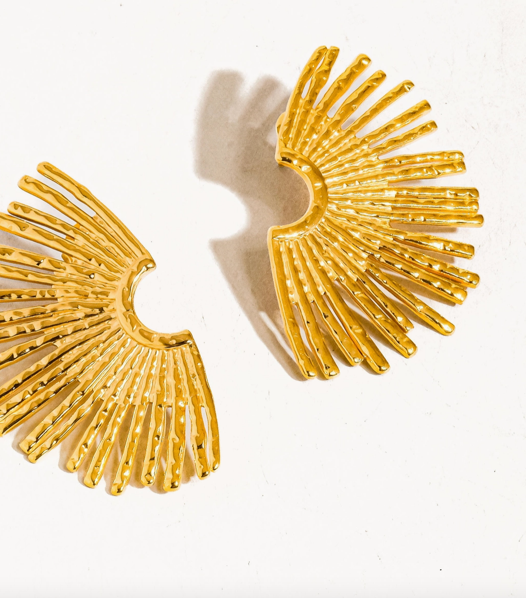 18K Gold Non-Tarnish Sunburst Earring