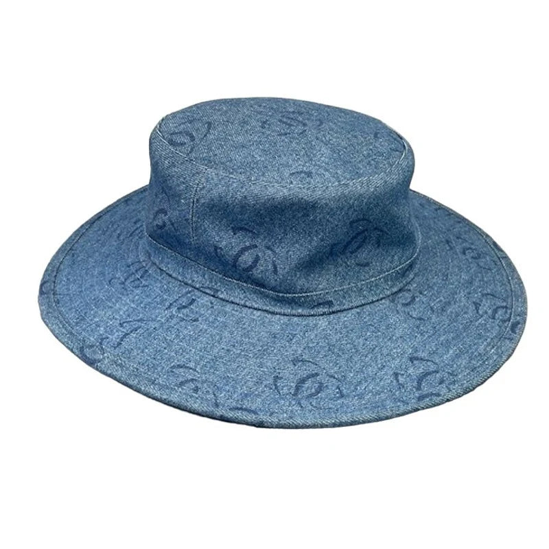 Vintage CHANEL DENIM WIDE BRIMMED HAT