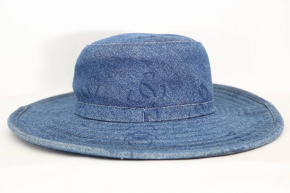 Vintage CHANEL DENIM WIDE BRIMMED HAT