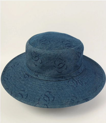 Vintage CHANEL DENIM WIDE BRIMMED HAT