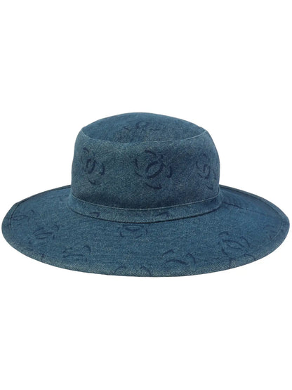 Vintage CHANEL DENIM WIDE BRIMMED HAT