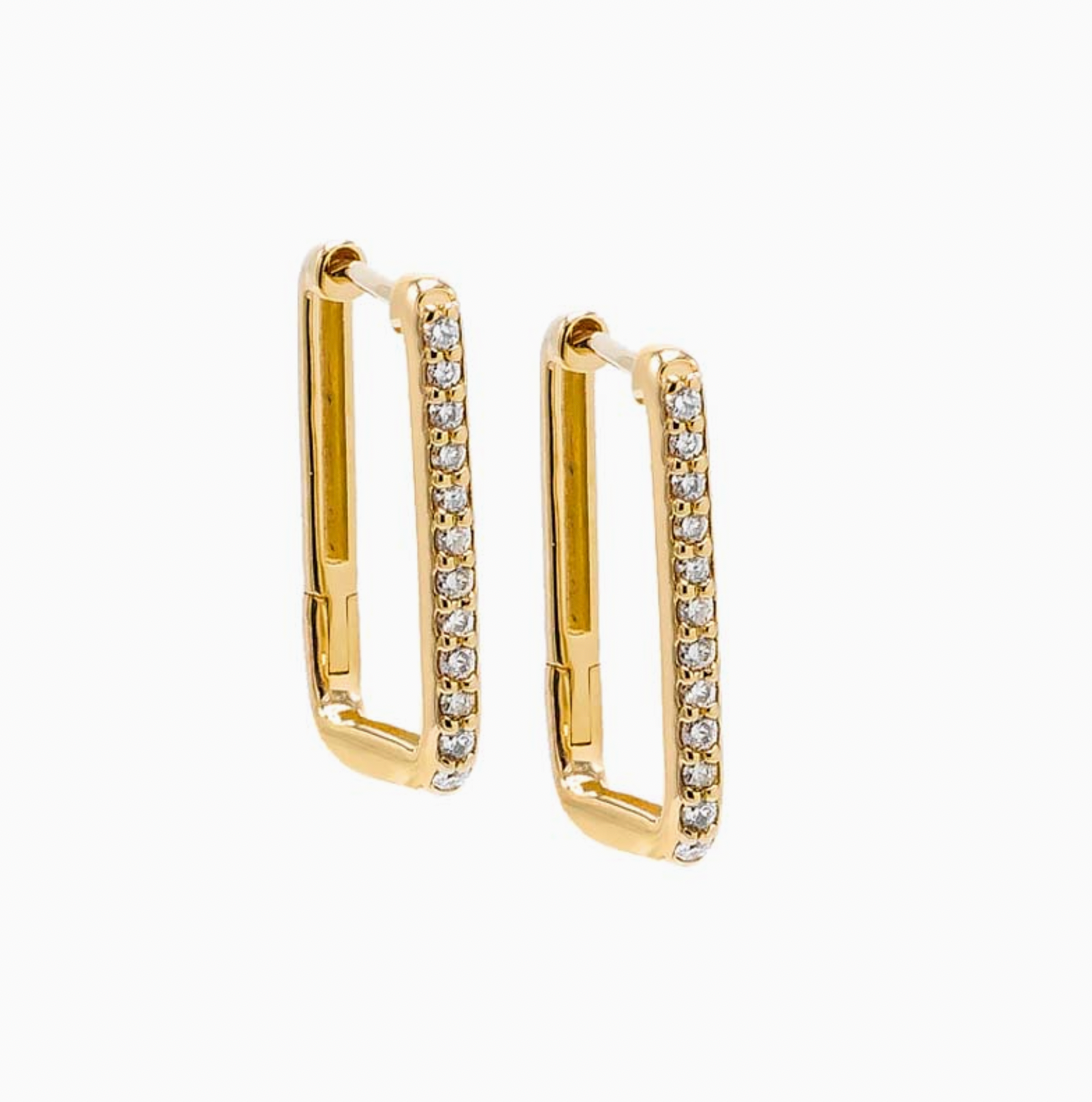 Diamond Pave U Shape Huggie Earring 14K