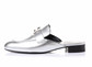 Hermes Metallic Nappa Trocadero Mule 39 Gris Argento