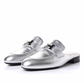 Hermes Metallic Nappa Trocadero Mule 39 Gris Argento