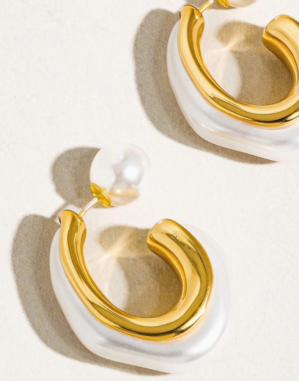 Kinsley 18K Gold Classic Pearl C Hoop Earring