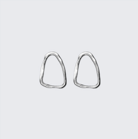 Wavy Cut 14K White Gold Earrings