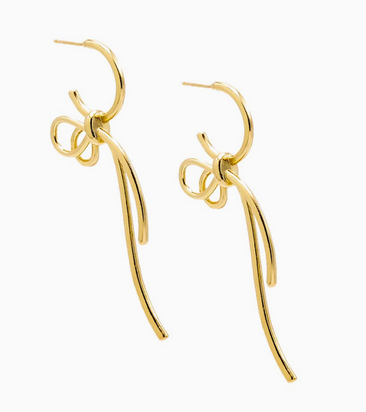 18K Gold-Plated Bow Tied Stainless Steel Hoop Earrings Women