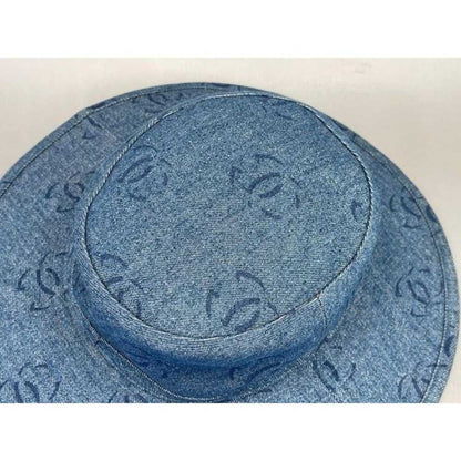 Vintage CHANEL DENIM WIDE BRIMMED HAT